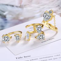 Wholesale IG Style Lady Modern Style Geometric Copper Inlay Zircon Open Rings main image 4