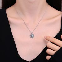 Lady Heart Shape Copper Plating Inlay Zircon White Gold Plated Pendant Necklace main image 1