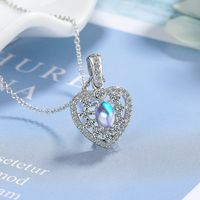 Lady Heart Shape Copper Plating Inlay Zircon White Gold Plated Pendant Necklace main image 5