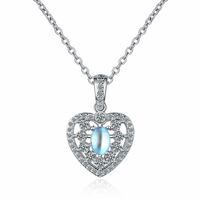 Lady Heart Shape Copper Plating Inlay Zircon White Gold Plated Pendant Necklace main image 6