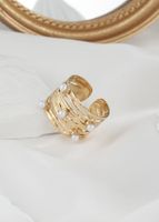 304 Stainless Steel 14K Gold Plated Lady Roman Style Inlay Flower Pearl Open Rings main image 3