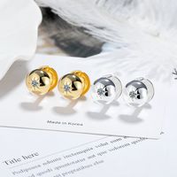 1 Pair Simple Style Geometric Star Plating Inlay Copper Zircon White Gold Plated Ear Studs main image 1