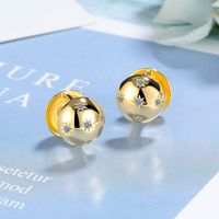 1 Pair Simple Style Geometric Star Plating Inlay Copper Zircon White Gold Plated Ear Studs main image 5
