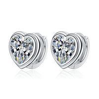 1 Pair Simple Style Geometric Heart Shape Plating Inlay Copper Zircon White Gold Plated Ear Studs main image 6