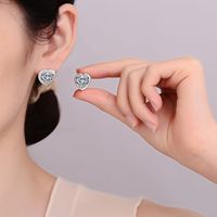 1 Pair Simple Style Geometric Heart Shape Plating Inlay Copper Zircon White Gold Plated Ear Studs main image 3
