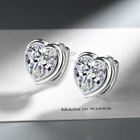 1 Pair Simple Style Geometric Heart Shape Plating Inlay Copper Zircon White Gold Plated Ear Studs main image 4