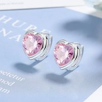 1 Pair Simple Style Geometric Heart Shape Plating Inlay Copper Zircon White Gold Plated Ear Studs main image 5
