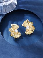 1 Pair Simple Style Commute Flower Plating Inlay Copper Zircon 18k Gold Plated Ear Studs main image 3