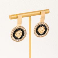 1 Pair Fashion Lion Plating Inlay Alloy Rhinestones Drop Earrings main image 1