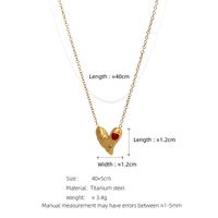 304 Stainless Steel 18K Gold Plated Simple Style Enamel Plating Inlay Heart Shape Rhinestones Pendant Necklace main image 2