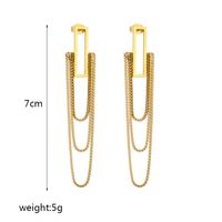 1 Pair Simple Style Rectangle Tassel Plating Titanium Steel 18k Gold Plated Drop Earrings main image 2
