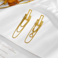 1 Pair Simple Style Rectangle Tassel Plating Titanium Steel 18k Gold Plated Drop Earrings main image 4