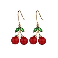 1 Pair Cute Cherry Plating Inlay Copper Alloy Artificial Pearls Crystal 18k Gold Plated White Gold Plated Drop Earrings main image 6