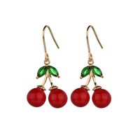 1 Pair Cute Cherry Plating Inlay Copper Alloy Artificial Pearls Crystal 18k Gold Plated White Gold Plated Drop Earrings sku image 2