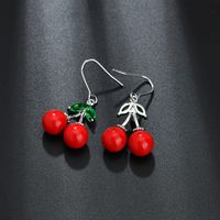 1 Pair Cute Cherry Plating Inlay Copper Alloy Artificial Pearls Crystal 18k Gold Plated White Gold Plated Drop Earrings main image 3