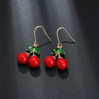1 Pair Cute Cherry Plating Inlay Copper Alloy Artificial Pearls Crystal 18k Gold Plated White Gold Plated Drop Earrings main image 4