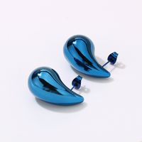1 Pair Basic Water Droplets Plating Titanium Steel 18K Gold Plated Ear Studs main image 6