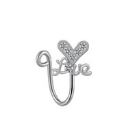 Elegant Cute Vacation Wings Butterfly Stainless Steel Copper White Gold Plated Rhinestones Zircon Nose Ring Nose Studs In Bulk sku image 9