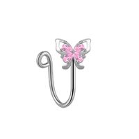 Elegant Cute Vacation Wings Butterfly Stainless Steel Copper White Gold Plated Rhinestones Zircon Nose Ring Nose Studs In Bulk main image 2