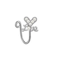 Elegant Cute Vacation Wings Butterfly Stainless Steel Copper White Gold Plated Rhinestones Zircon Nose Ring Nose Studs In Bulk main image 3