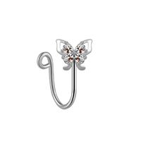 Elegant Cute Vacation Wings Butterfly Stainless Steel Copper White Gold Plated Rhinestones Zircon Nose Ring Nose Studs In Bulk main image 6