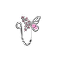 Elegant Cute Vacation Wings Butterfly Stainless Steel Copper White Gold Plated Rhinestones Zircon Nose Ring Nose Studs In Bulk sku image 16