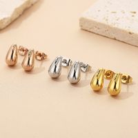 1 Pair Simple Style Water Droplets Plating Stainless Steel 18K Gold Plated Earrings main image 2