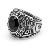 Punk Solid Color Titanium Steel Inlay Glass 18K Gold Plated Men's Rings sku image 1
