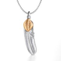 Hip-Hop Retro Feather Titanium Steel Chain 18K Gold Plated Men's Pendant Necklace main image 5