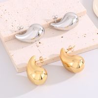 1 Pair Basic Water Droplets Plating Titanium Steel 18K Gold Plated Ear Studs main image 5