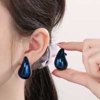 1 Pair Basic Water Droplets Plating Titanium Steel 18K Gold Plated Ear Studs main image 7