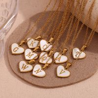 Simple Style Letter Heart Shape Stainless Steel Plating Shell 18k Gold Plated Pendant Necklace main image 1