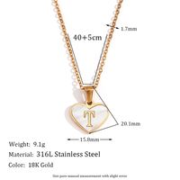 Simple Style Letter Heart Shape Stainless Steel Plating Shell 18k Gold Plated Pendant Necklace sku image 20