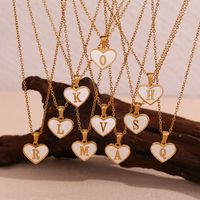Simple Style Letter Heart Shape Stainless Steel Plating Shell 18k Gold Plated Pendant Necklace main image 3