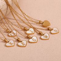 Simple Style Letter Heart Shape Stainless Steel Plating Shell 18k Gold Plated Pendant Necklace main image 4