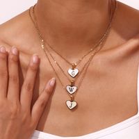 Simple Style Letter Heart Shape Stainless Steel Plating Shell 18k Gold Plated Pendant Necklace main image 5