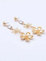 1 Pair Elegant Glam Flower Plating Inlay Copper Zircon 18k Gold Plated Drop Earrings main image 6