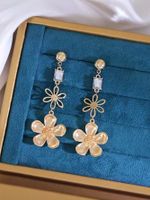 1 Pair Elegant Glam Flower Plating Inlay Copper Zircon 18k Gold Plated Drop Earrings main image 5