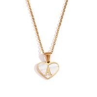 Simple Style Letter Heart Shape Stainless Steel Plating Shell 18k Gold Plated Pendant Necklace sku image 1