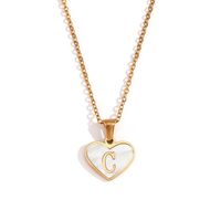Simple Style Letter Heart Shape Stainless Steel Plating Shell 18k Gold Plated Pendant Necklace sku image 3