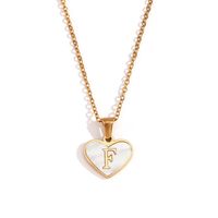 Simple Style Letter Heart Shape Stainless Steel Plating Shell 18k Gold Plated Pendant Necklace sku image 6