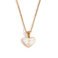 Simple Style Letter Heart Shape Stainless Steel Plating Shell 18k Gold Plated Pendant Necklace sku image 10