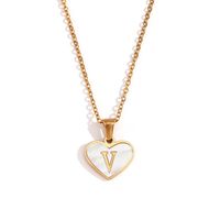 Simple Style Letter Heart Shape Stainless Steel Plating Shell 18k Gold Plated Pendant Necklace sku image 22