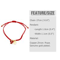 Simple Style Butterfly Rope Copper Plating Inlay Zircon 18k Gold Plated Valentine's Day Unisex Bracelets main image 2