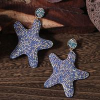 1 Pair Glam Shiny Starfish Plating Inlay Cloth Rhinestones Drop Earrings sku image 3