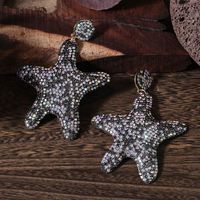 1 Pair Glam Shiny Starfish Plating Inlay Cloth Rhinestones Drop Earrings sku image 4