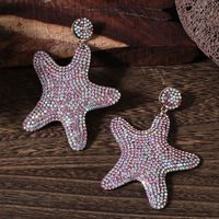 1 Pair Glam Shiny Starfish Plating Inlay Cloth Rhinestones Drop Earrings sku image 5