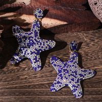 1 Pair Glam Shiny Starfish Plating Inlay Cloth Rhinestones Drop Earrings sku image 6