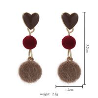 1 Pair Princess Sweet Round Heart Shape Enamel Plating Alloy Resin Hairball Gold Plated Drop Earrings main image 2