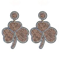 1 Pair Glam Shiny Shamrock Inlay Cloth Rhinestones Drop Earrings sku image 2